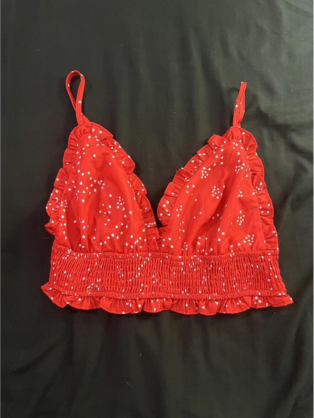 Red toria crop top